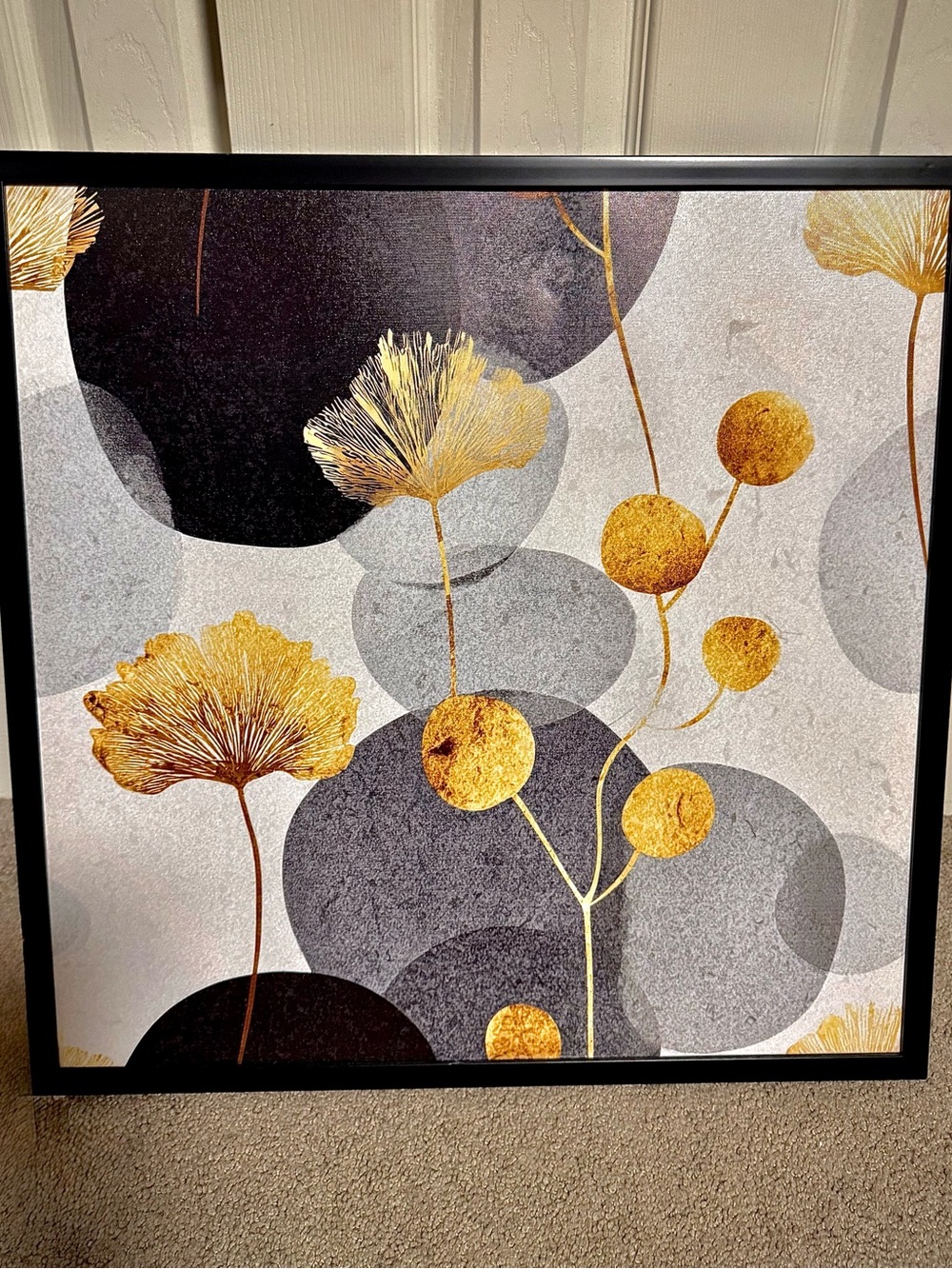 Gold Floral Abstract Wall Art Canvas - Home Wall Decor